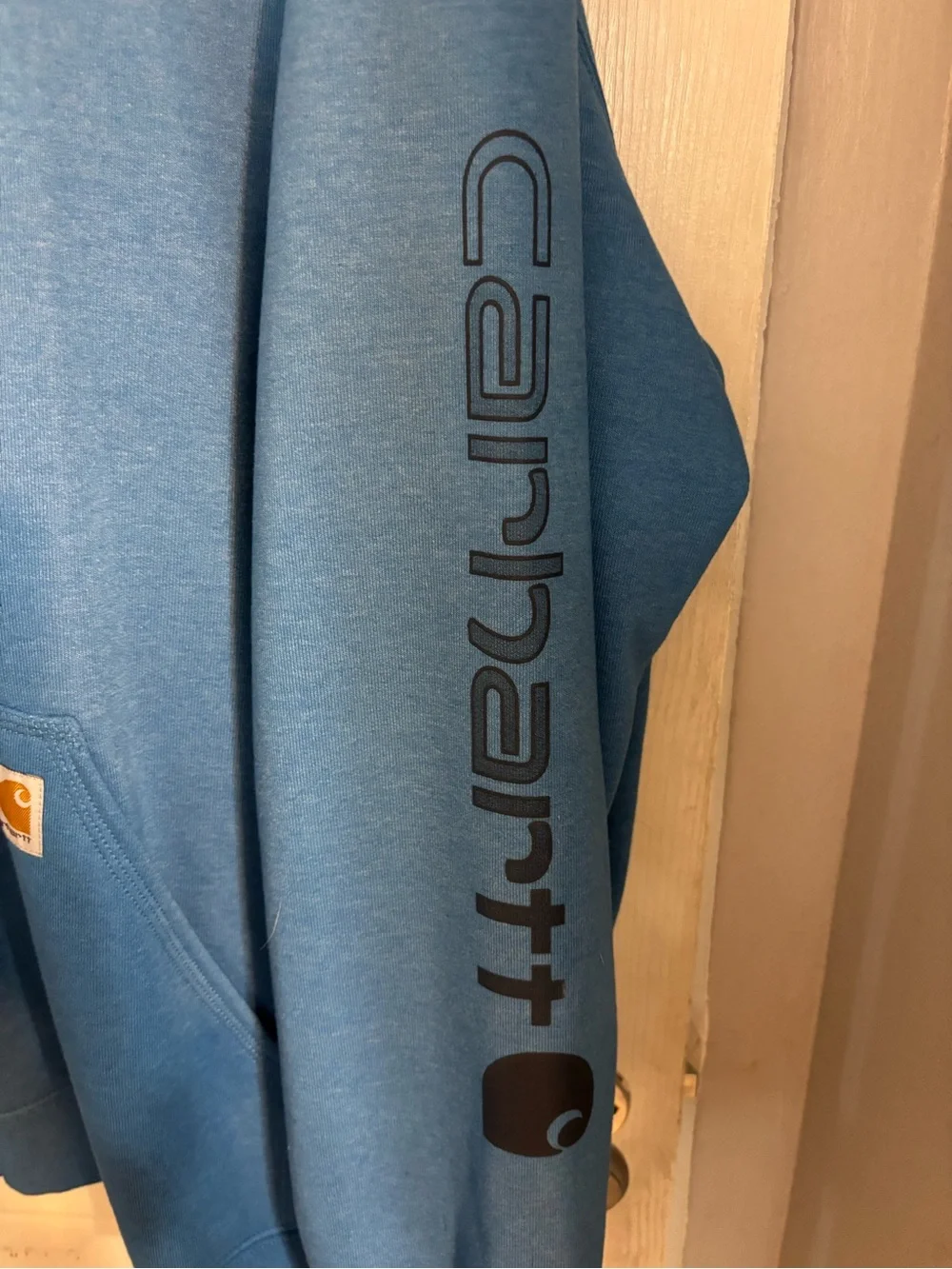 Carhartt Light Blue Pullover Hoodie with Drawstring